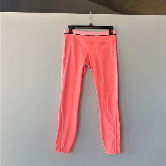 Lululemon leggings vibrant peach color with baby pink trim 7/8 length NWOT - Picture 1 of 10